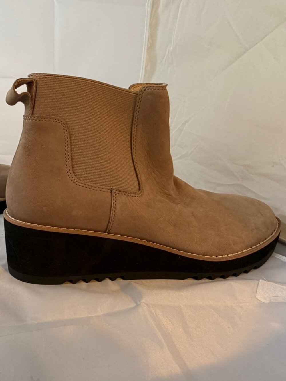 Eileen Fisher Lilou Tan Nubuck/Recycled Stretch Knit Bootie Women Size 11 NEW